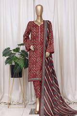 Bin Saeed Stitched 3 Piece Printed Cotton Vol-01 Collection'2025-WC-2373-Red