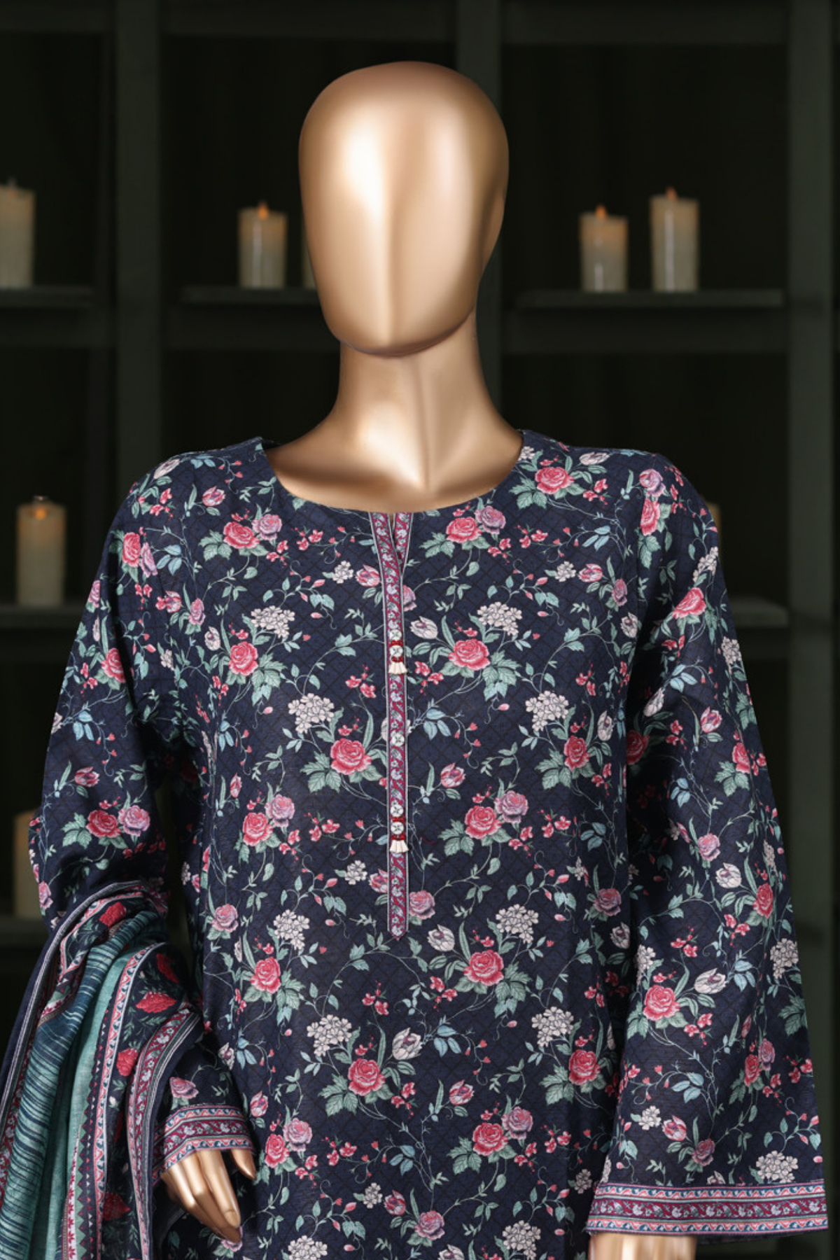 Bin Saeed Stitched 3 Piece Exclusive Printed Khaddar Vol-14 Collection'2025-WK-2649-BLACK