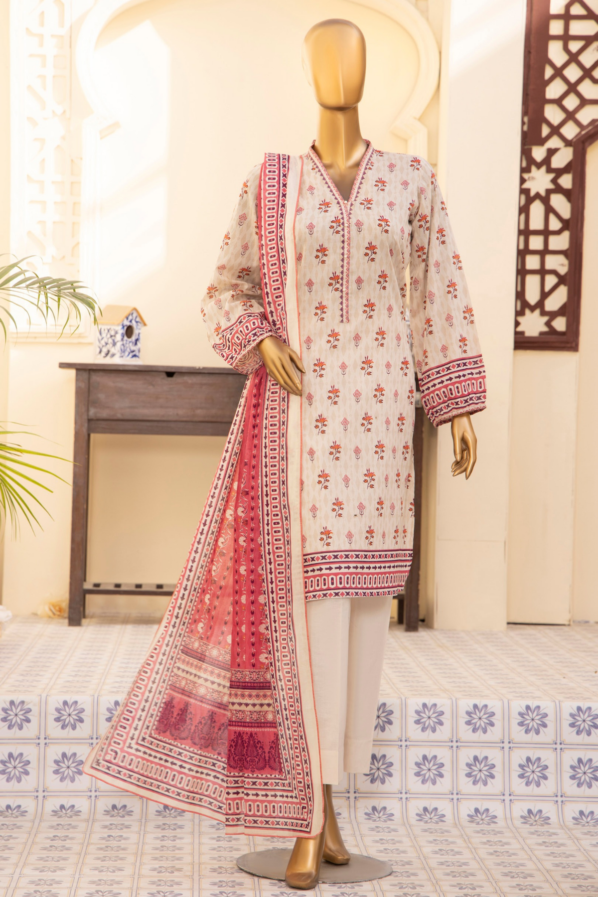 Safina digital printed lawn d-08