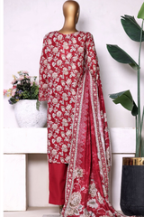 Bin Saeed Stitched 3 Piece Exclusive Printed Khaddar Vol-13 Collection'2025-WK-2625-RED