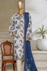 Bin Saeed Stitched 3 Piece Exc Printed Lawn Vol-06 Collection'2025-NSM-2485-white