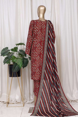 Bin Saeed Stitched 3 Piece Printed Cotton Vol-01 Collection'2025-WC-2373-Red