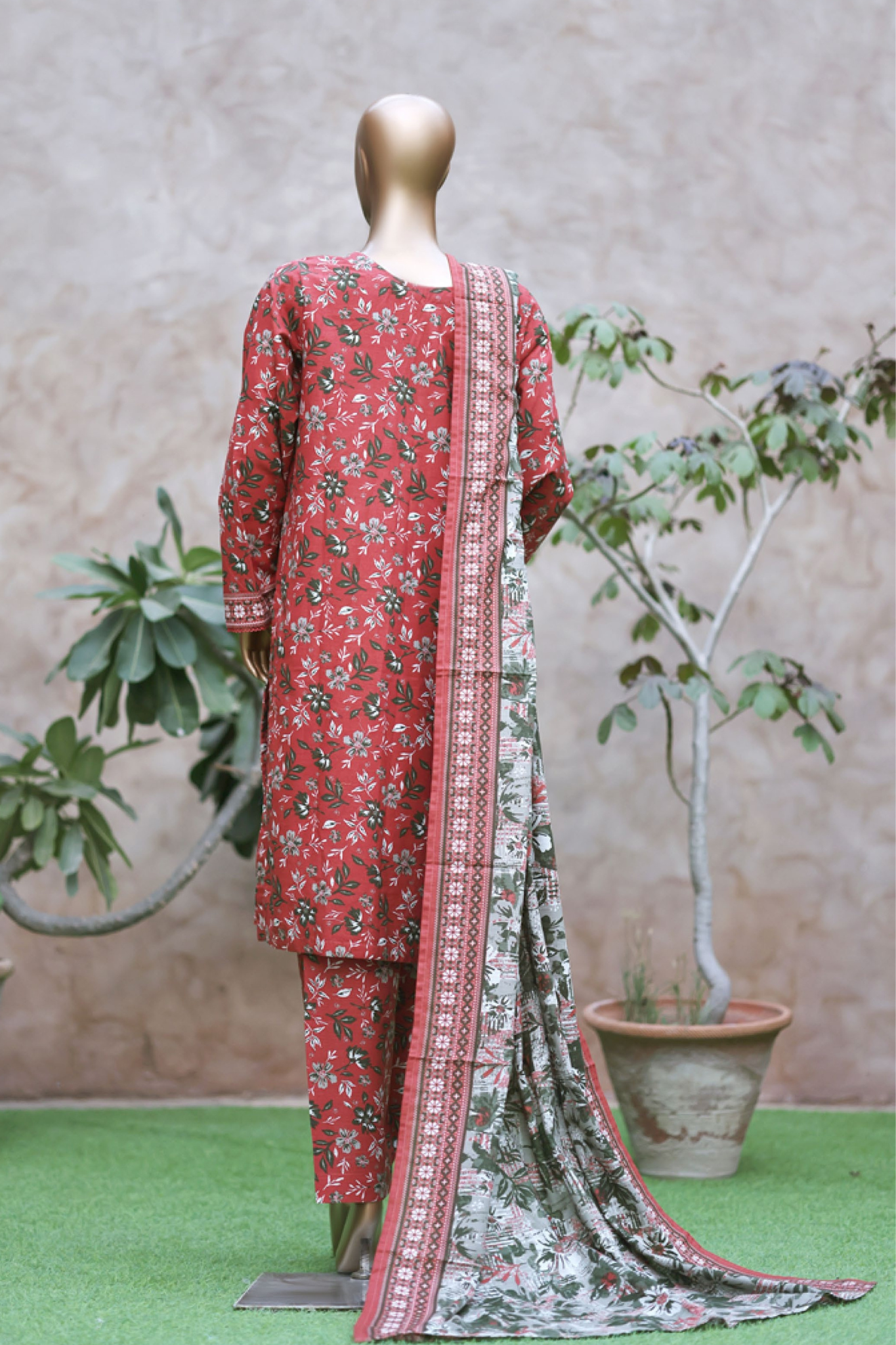 Bin Saeed Stitched 3 Piece Exclusive Printed Khaddar Vol-05 Collection'2025-WK-2408-Rust