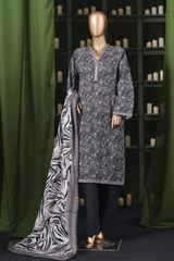 Bin Saeed Stitched 3 Piece Exclusive Printed Khaddar Vol-14 Collection'2025-WK-2647-GREY
