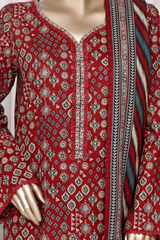 Bin Saeed Stitched 3 Piece Printed Cotton Vol-01 Collection'2025-WC-2373-Red