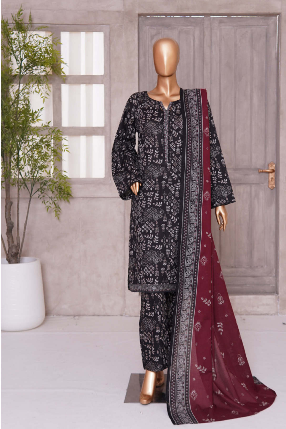 BIN SAEED PRINTED LAWN 3 PC COLLECTION 2025-26,BLACK