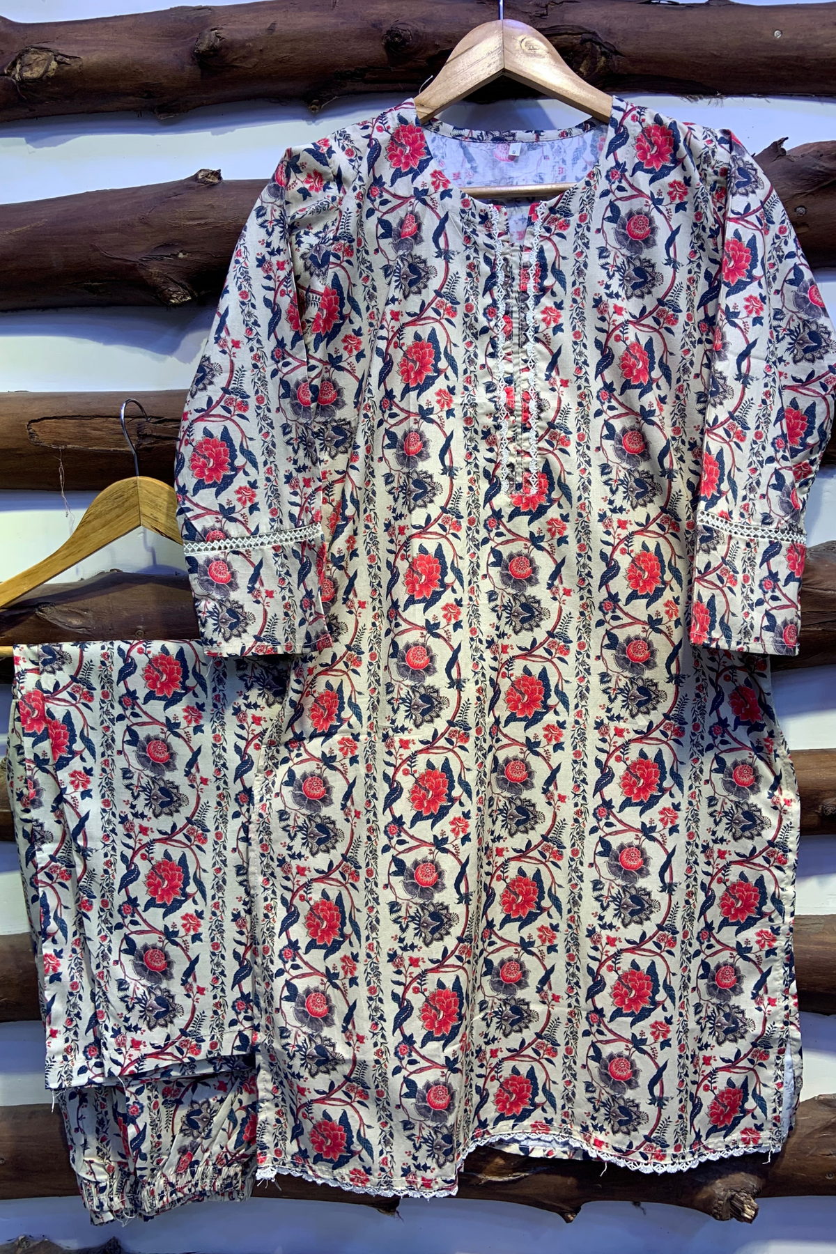 2-Piece Printed Cord Set – Stylish Casual Wear | D-17