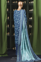 Bin Saeed Stitched 3 Piece Exclusive Printed Khaddar Vol-14 Collection'2025-WK-2645-BLUE