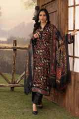 BAHAR BY MAHEES,Printed Silk Marina with Printed Pure China Pashmina Shawl,D-06