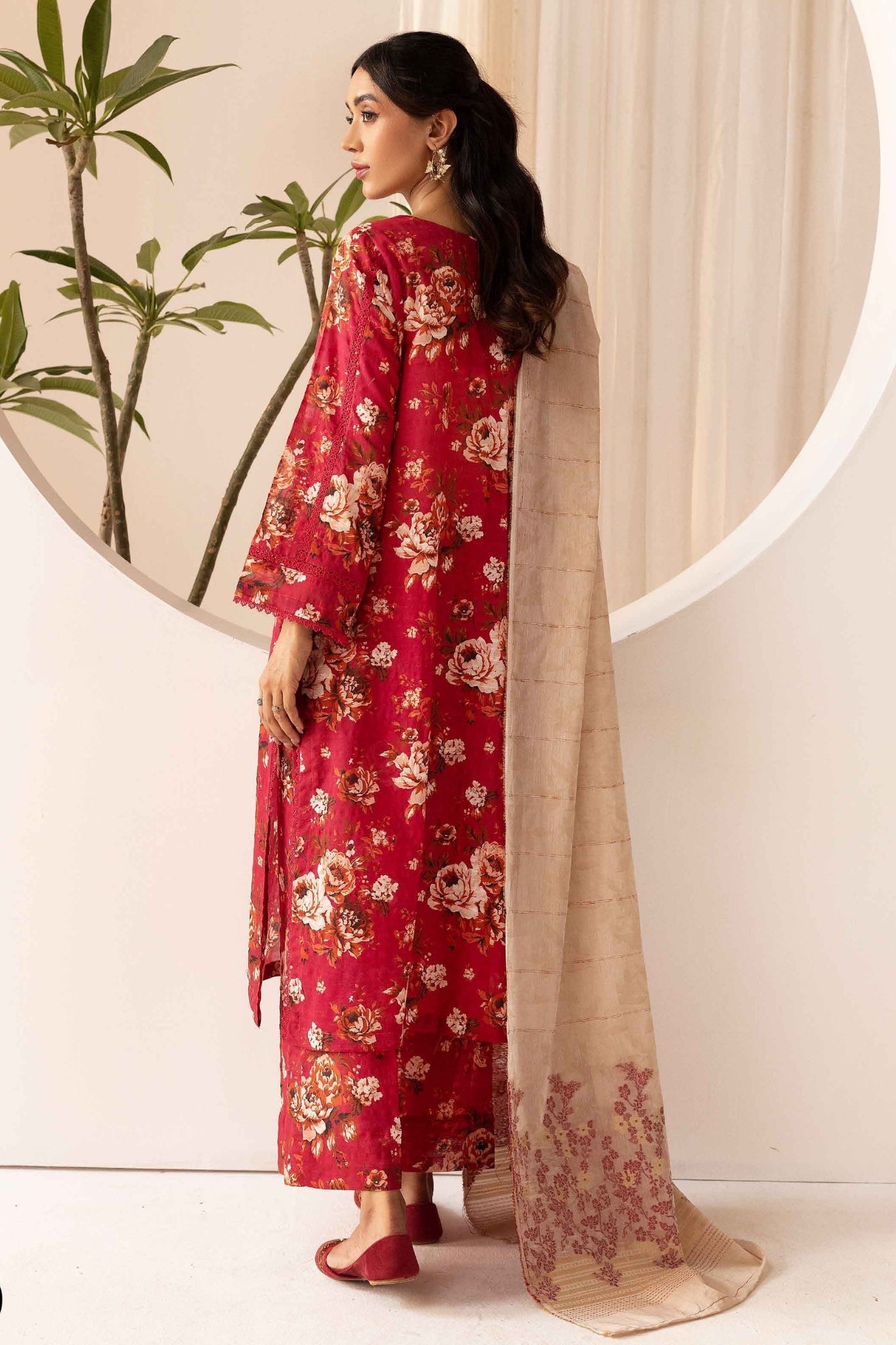 printed lawn with jacquard dupatta D-05