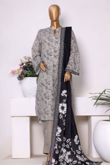 Bin Saeed Stitched 3 Piece Exclusive Printed Khaddar Vol-13 Collection'2025-WK-2627-GREY