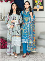 Mashaal Stripe by Riaz Arts Embroidered Lawn Unstitched 3 Piece - D-01 - RA25MSE - Summer Collection