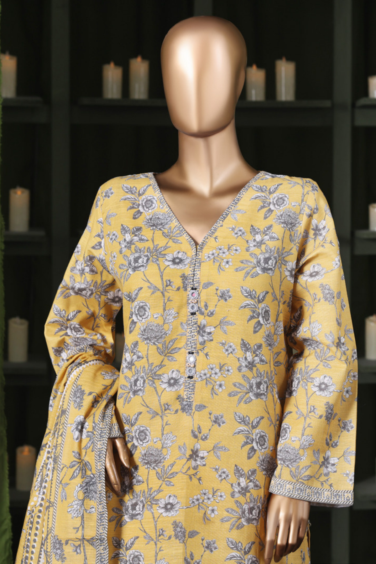 Bin Saeed Stitched 3 Piece Exclusive Printed Khaddar Vol-14 Collection'2025-WK-2638-YELLOW