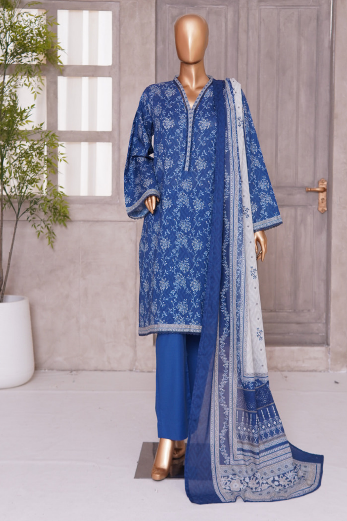 BIN SAEED PRINTED LAWN 3 PC COLLECTION 2025-26,BLUE
