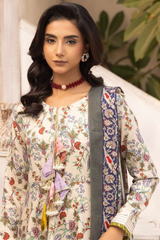 BAHAR BY MAHEES,Printed Silk Marina with Printed Pure China Pashmina Shawl,D-07