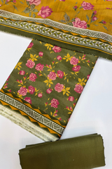 Bin Saeed Printed Khaddar Unstitched 3 Piece Suit - BS25KHD -Green- Winter Collection