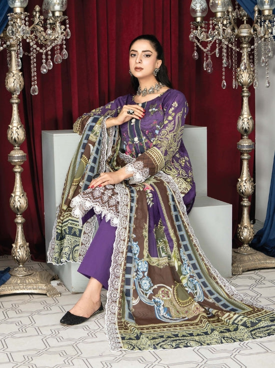 Mashaal Stripe by Riaz Arts Embroidered Lawn Unstitched 3 Piece - D-06 - RA25MSE - Summer Collection