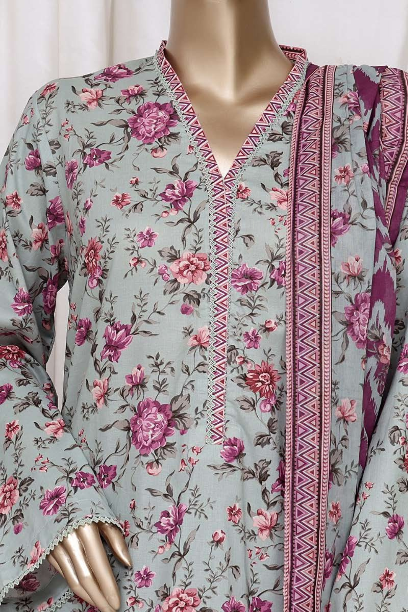 Bin Saeed Stitched 3 Piece Printed Cotton Vol-01 Collection'2025-WC-2376-light blue