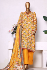 Bin Saeed Stitched 3 Piece Exclusive Printed Khaddar Vol-13 Collection'2025-WK-2626-ORANGE