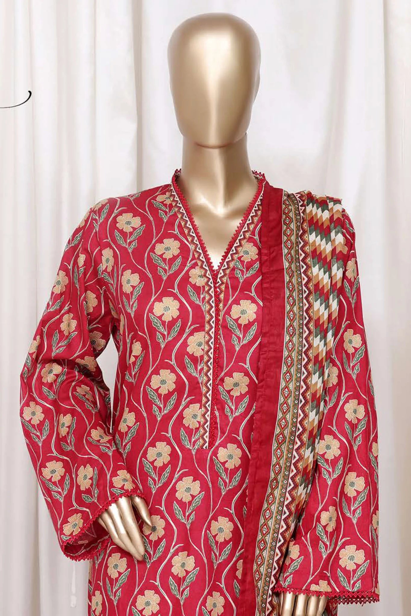 Bin Saeed Stitched 3 Piece Printed Cotton Vol-01 Collection'2025-WC-2380-Red