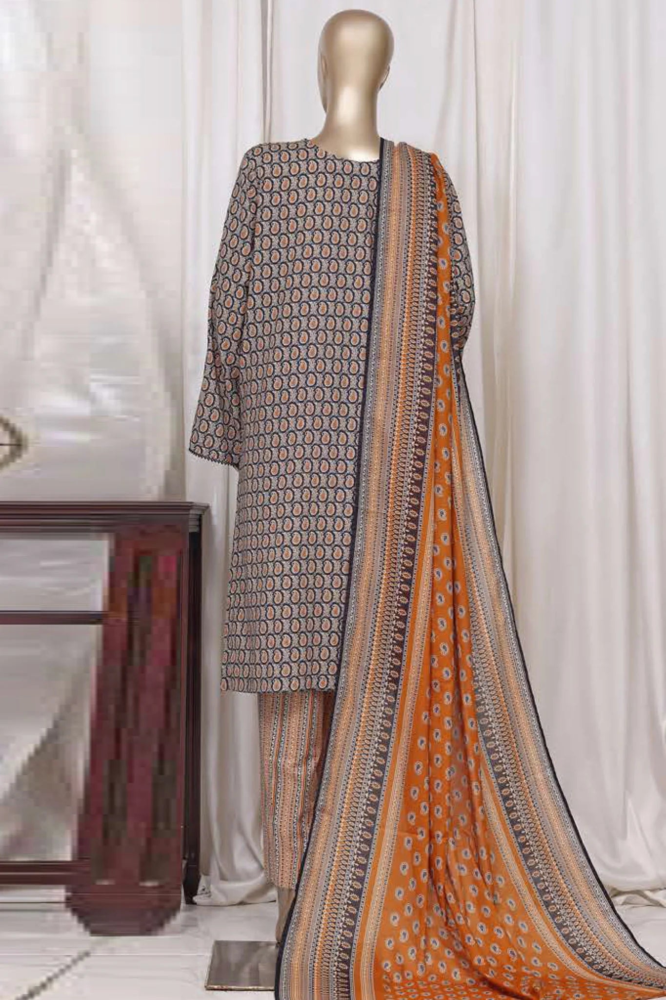 Bin Saeed Stitched 3 Piece Printed Cotton Vol-01 Collection'2025-WC-2382-yellow