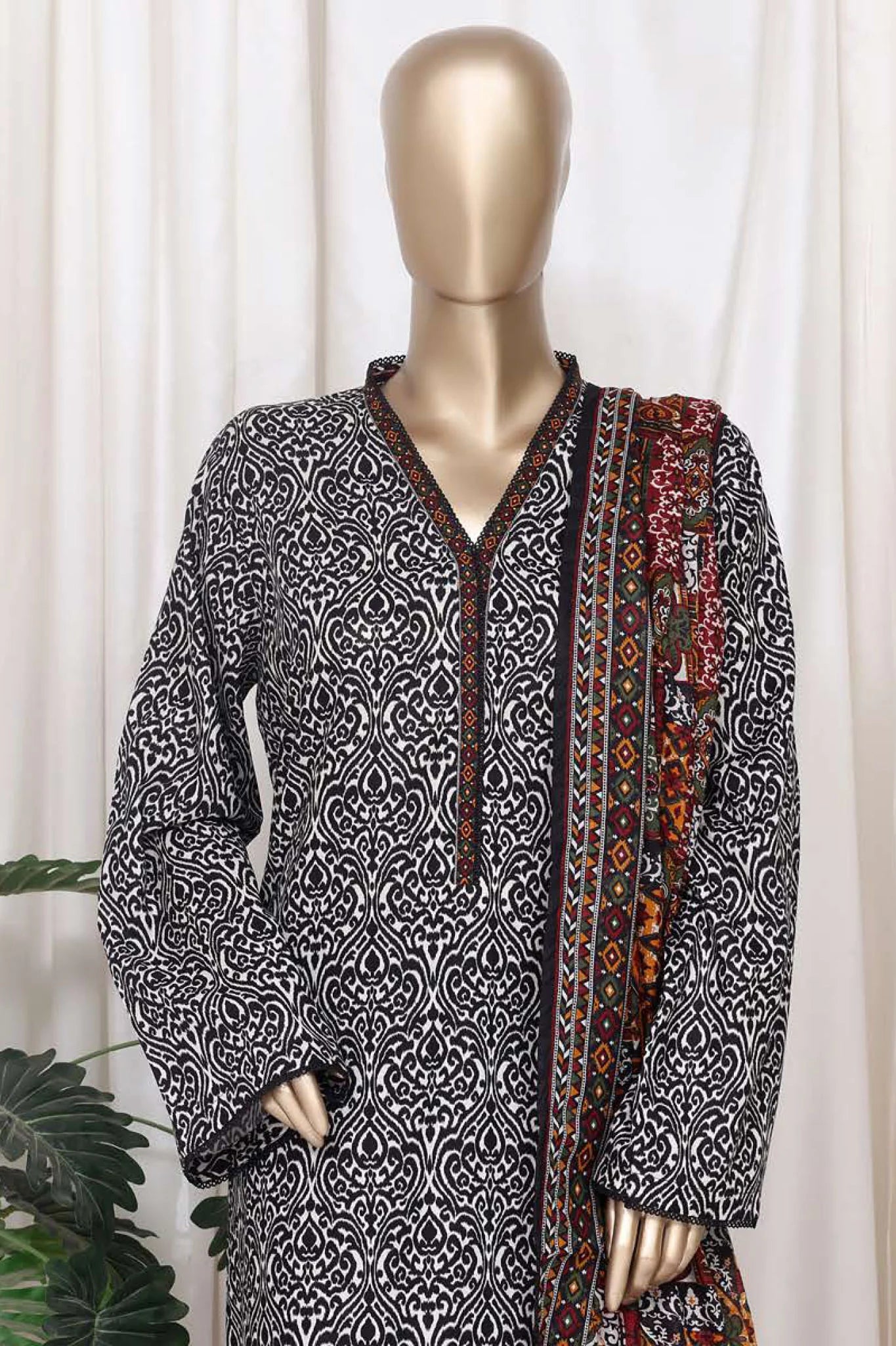 Bin Saeed Stitched 3 Piece Printed Cotton Vol-01 Collection'2025-WC-2381-black