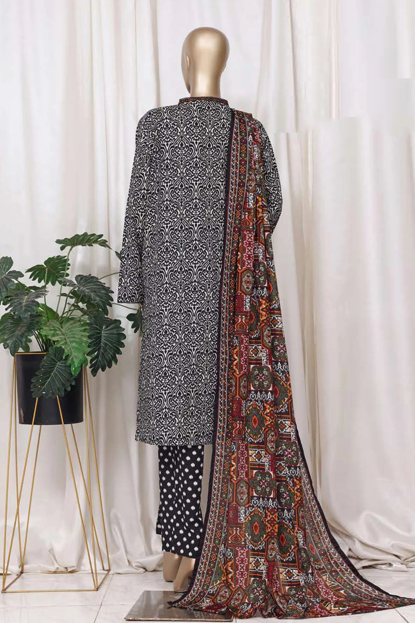 Bin Saeed Stitched 3 Piece Printed Cotton Vol-01 Collection'2025-WC-2381-black