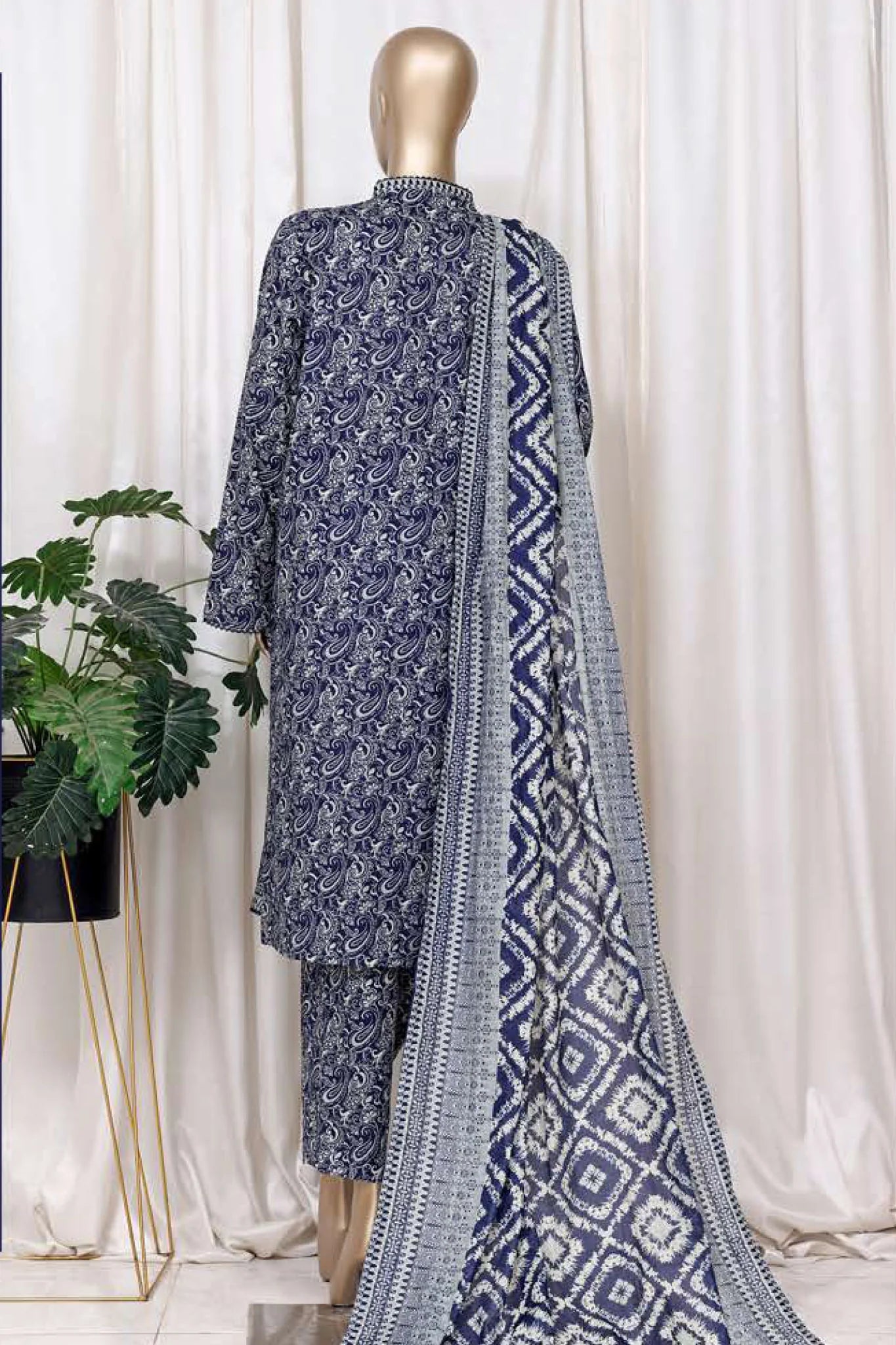 Bin Saeed Stitched 3 Piece Printed Cotton Vol-01 Collection'2025-WC-2379-blue