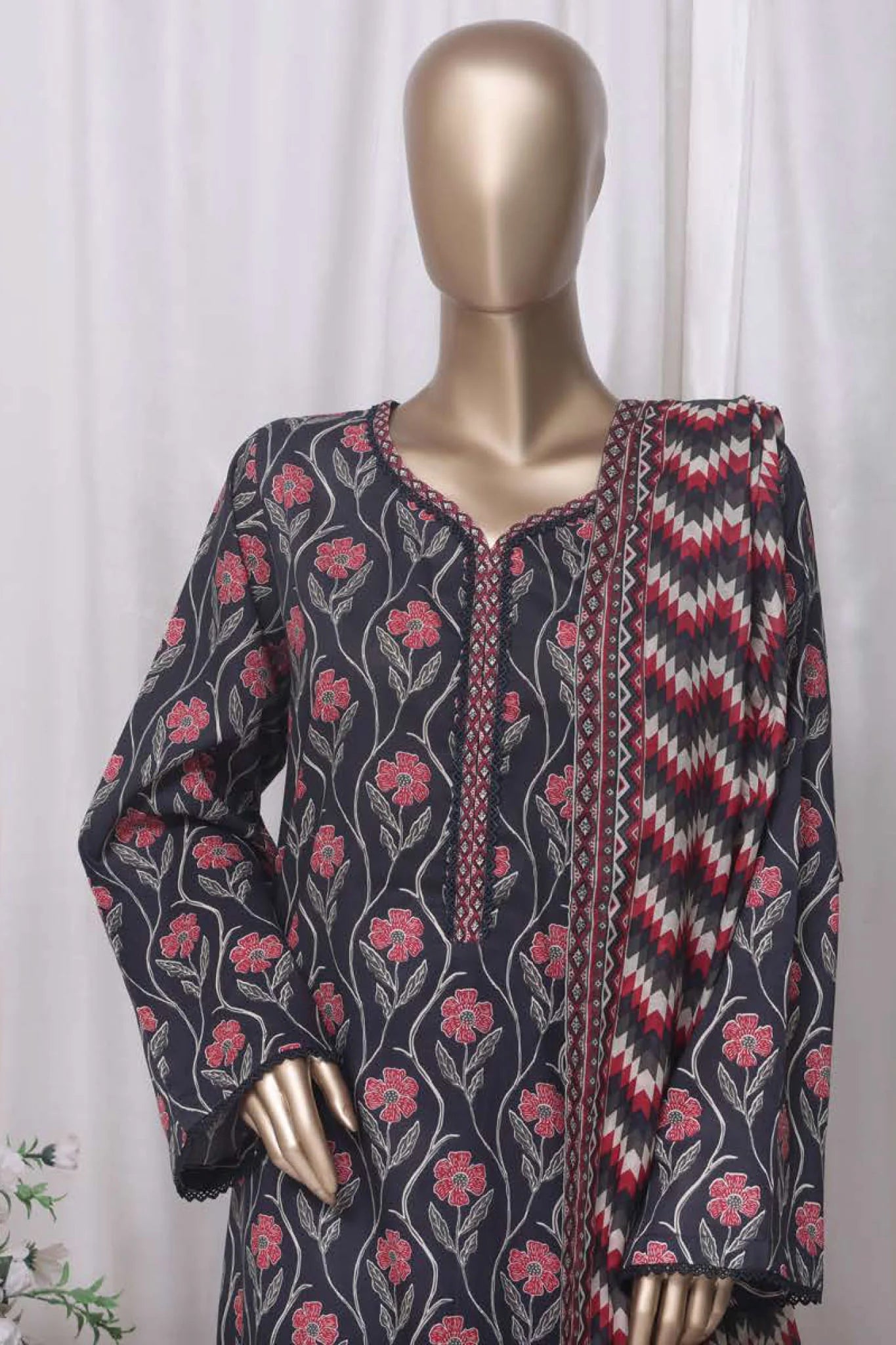 Bin Saeed Stitched 3 Piece Printed Cotton Vol-01 Collection'2025-WC-2371-Black