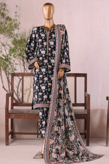 Bin Saeed Stitched 3 Piece Printed Khaddar Vol-03 Collection'2025-WK-2379-Black