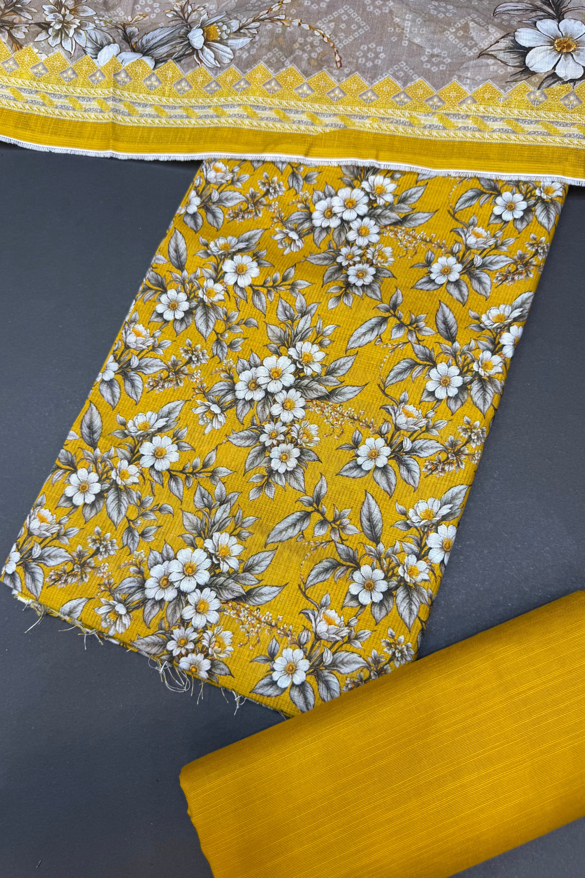 Bin Saeed Printed Khaddar Unstitched 3 Piece Suit - BS25KHD -Yellow- Winter Collection