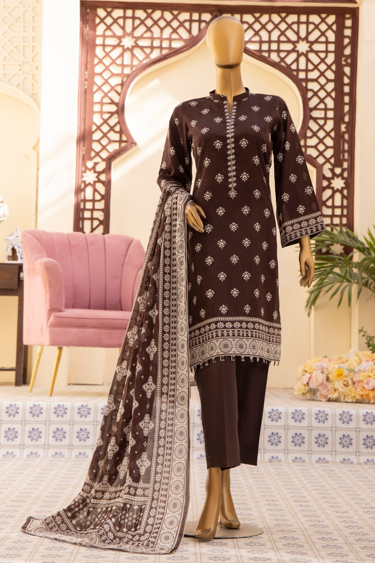 Safina digital printed lawn d-11