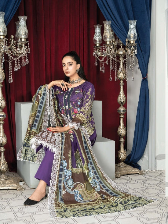 Mashaal Stripe by Riaz Arts Embroidered Lawn Unstitched 3 Piece - D-06 - RA25MSE - Summer Collection