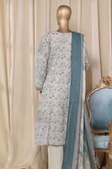 Bin Saeed Stitched 3 Piece Printed Frocks Khaddar Collection'2025-fr-1294-white