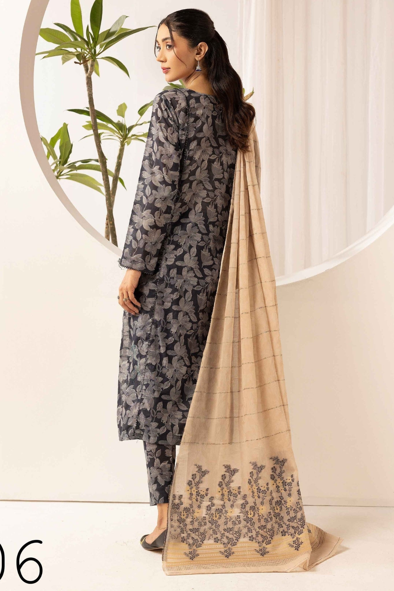 printed lawn with jacquard dupatta D-06