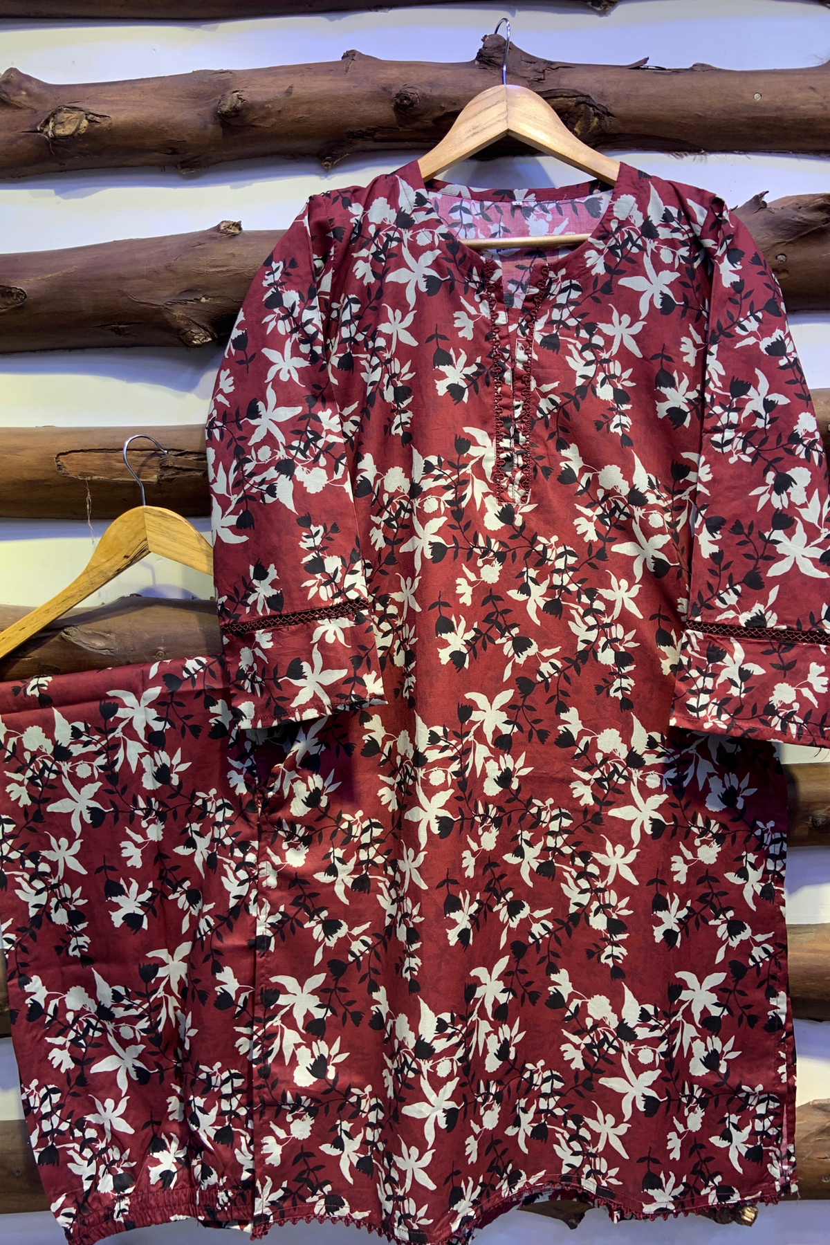 2-Piece Printed Cord Set – Stylish Casual Wear | D-22