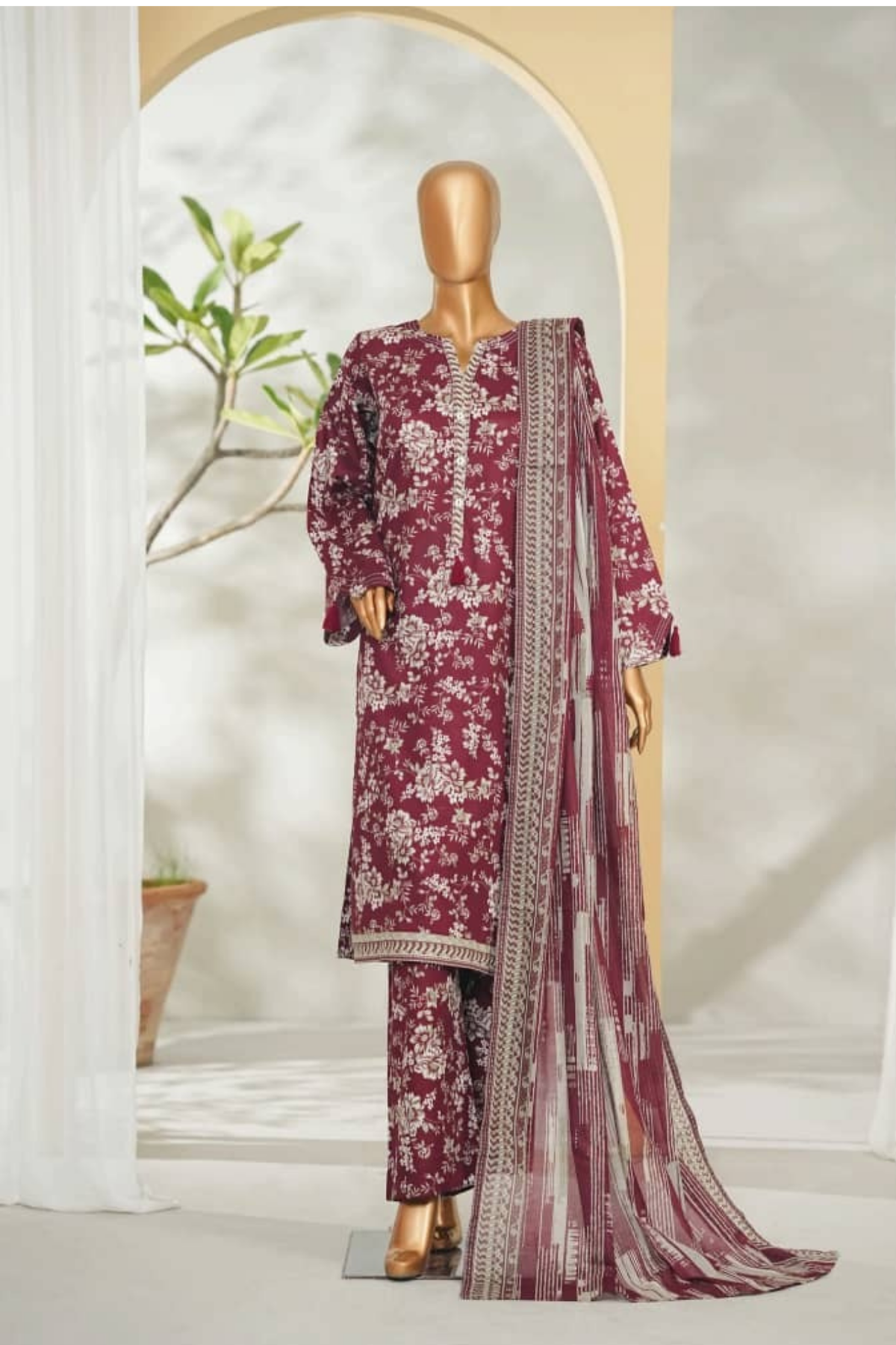 Bin Saeed Stitched 3 Piece Exclusive Printed Lawn Vol-01 Collection'2026-LSM-2712 PINK