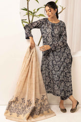 printed lawn with jacquard dupatta D-06