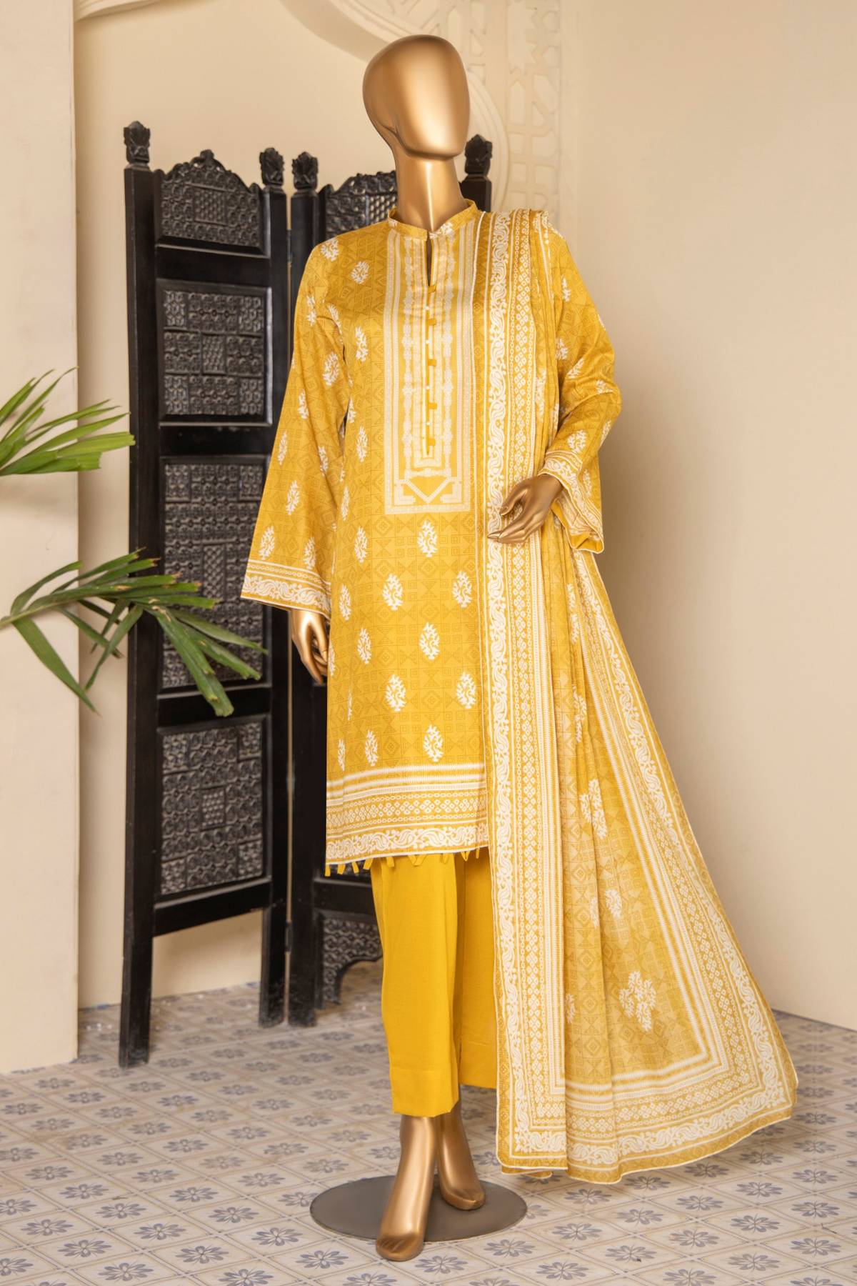 Safina digital printed lawn d-12