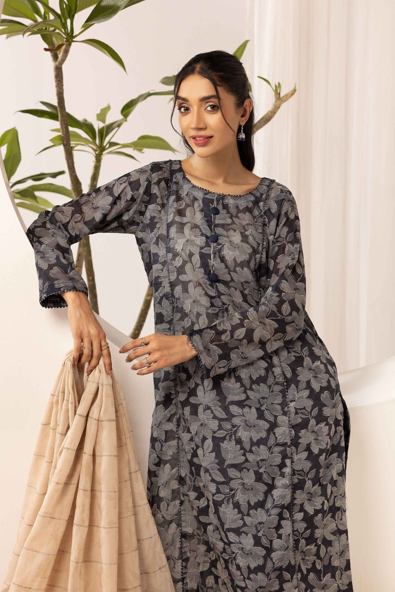 printed lawn with jacquard dupatta D-06