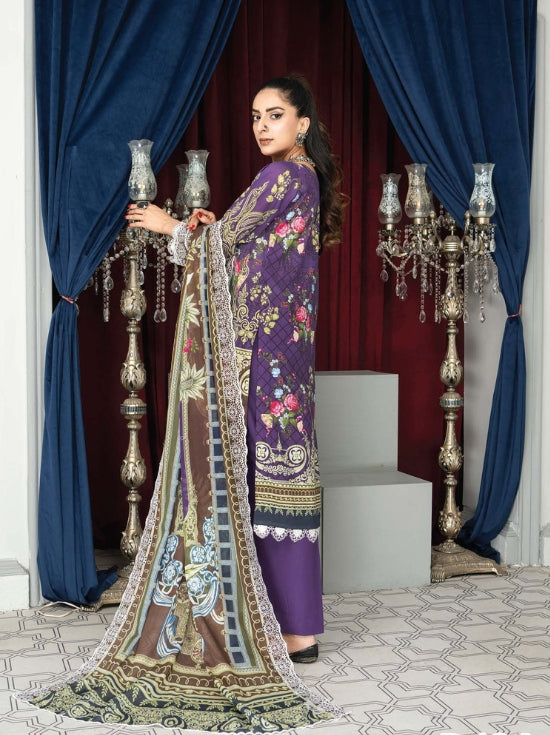 Mashaal Stripe by Riaz Arts Embroidered Lawn Unstitched 3 Piece - D-06 - RA25MSE - Summer Collection