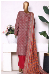Bin Saeed Stitched 3 Piece Exclusive Printed Khaddar Vol-13 Collection'2025-WK-2628-RED