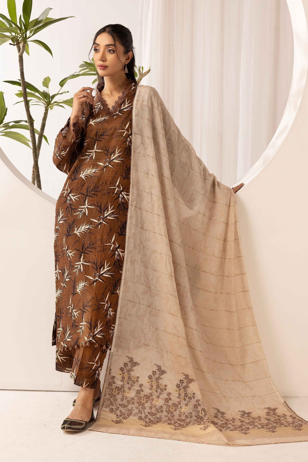 printed lawn with jacquard dupatta D-07