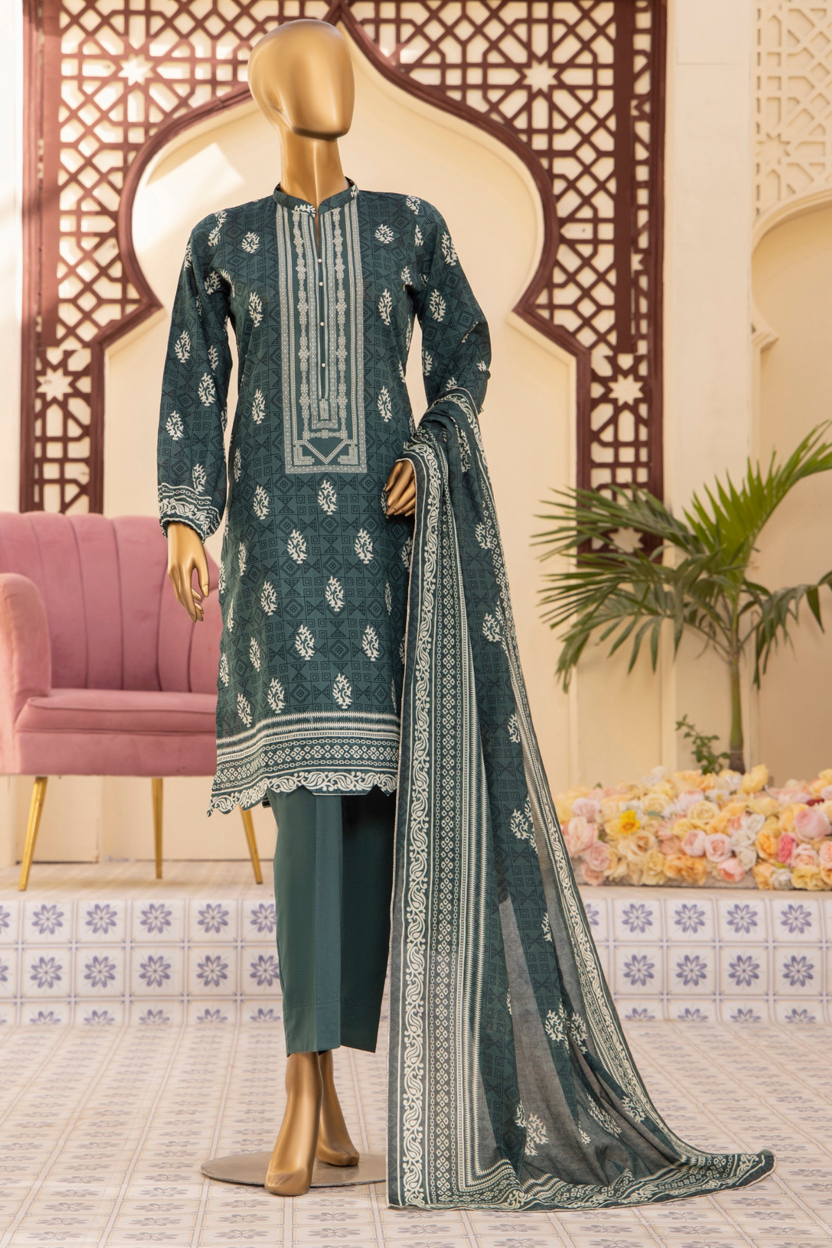 Safina digital printed lawn d-13