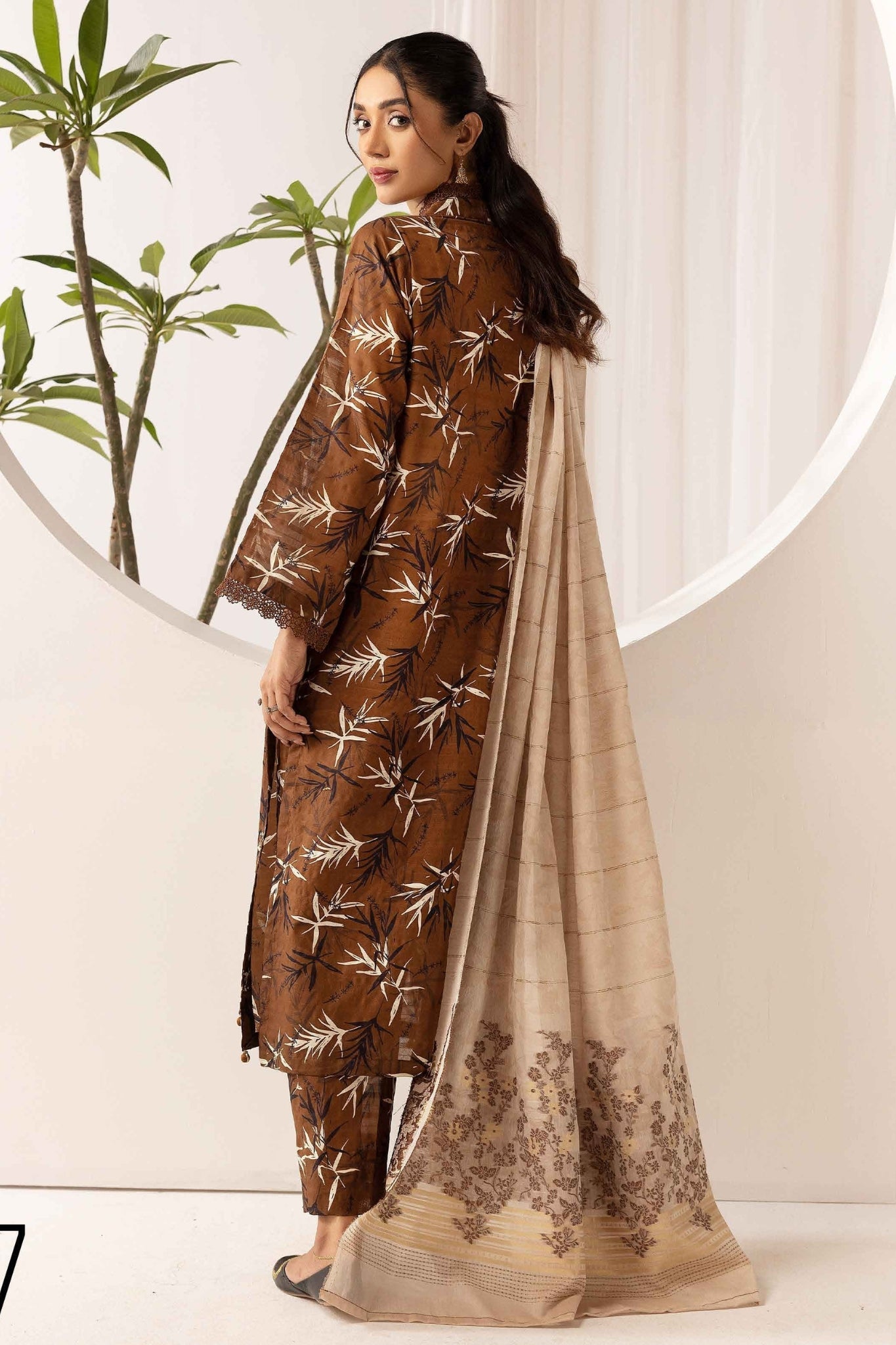 printed lawn with jacquard dupatta D-07