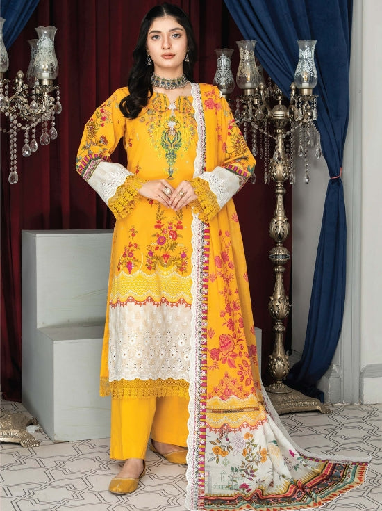 Mashaal Stripe by Riaz Arts Embroidered Lawn Unstitched 3 Piece - D-07 - RA25MSE - Summer Collection