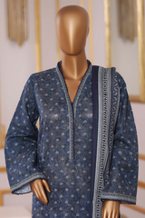 Bin Saeed Stitched 3 Piece Exclusive Printed Khaddar Vol-09 Collection'2025-WK-2567-blue