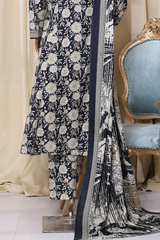 Bin Saeed Stitched 3 Piece Printed Frocks Khaddar Collection'2025-fr-1295-Blue