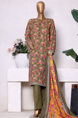 Bin Saeed Stitched 3 Piece Exclusive Printed Khaddar Vol-13 Collection'2025-WK-2629-GREEN