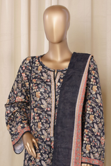 Bin Saeed Stitched 3 Piece Printed Frocks Khaddar Collection'2025-fr-1296-Black